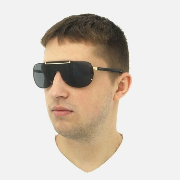 VERSACE Suglasses VE2140 1002 Pilot Aviator Greca Shield Black Unisex - Picture 14 of 16